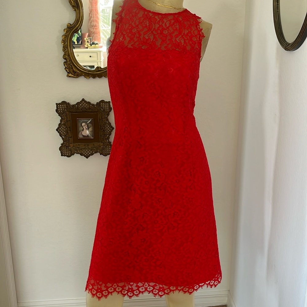 SHOSHANNA Red Lace Overlay Dress Size 10